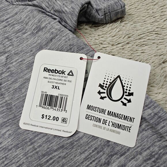 Reebok Delta Core Performance T-Shirt Men's 3XL Golf Tennis Classic Fit Gray NWT - Picture 3 of 7